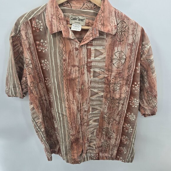 Vintage Cooke Street Honolulu Brown 100% Cotton Button Down Medium - Picture 1 of 12
